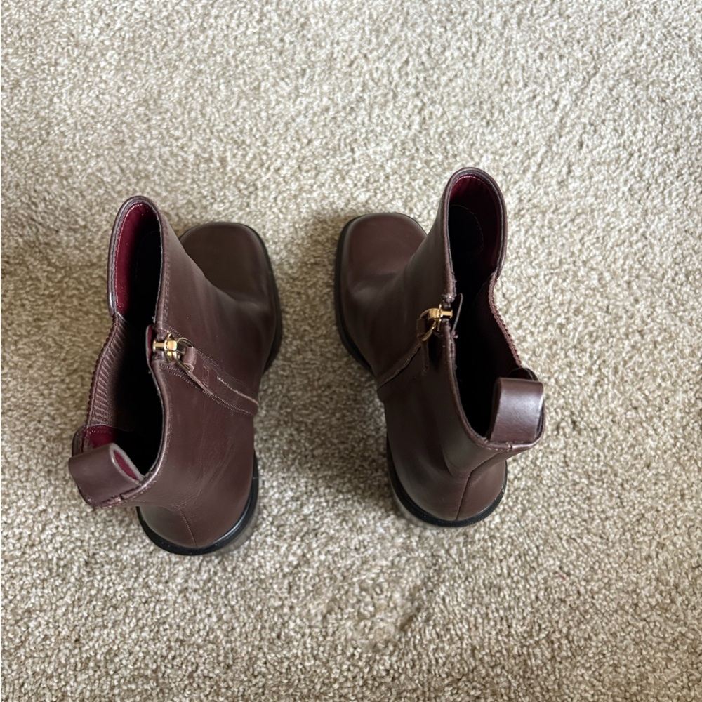 Franco Sarto Brown Leather Ankle Boots - Picture 3 of 10